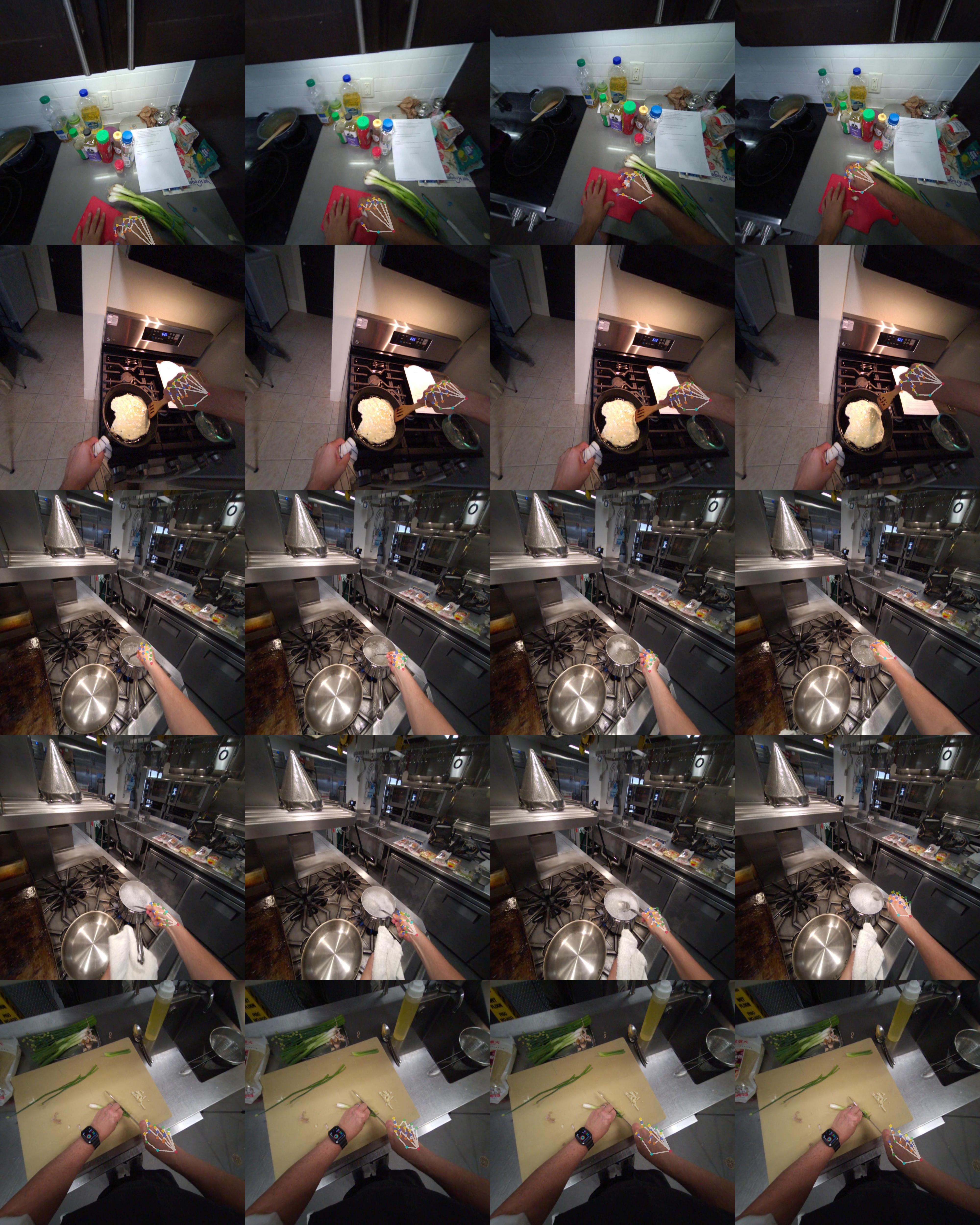 TriHands triangulation visualizations (first five scenes)